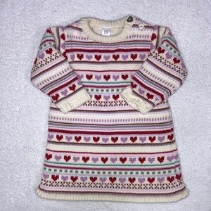 Gap knit sweater dress Valentine’s Day dress hearts 6/12 months